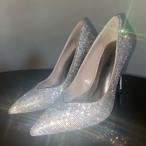 Jeffrey Campbell Lure Heel-Taupe Suede Silver Sz 7